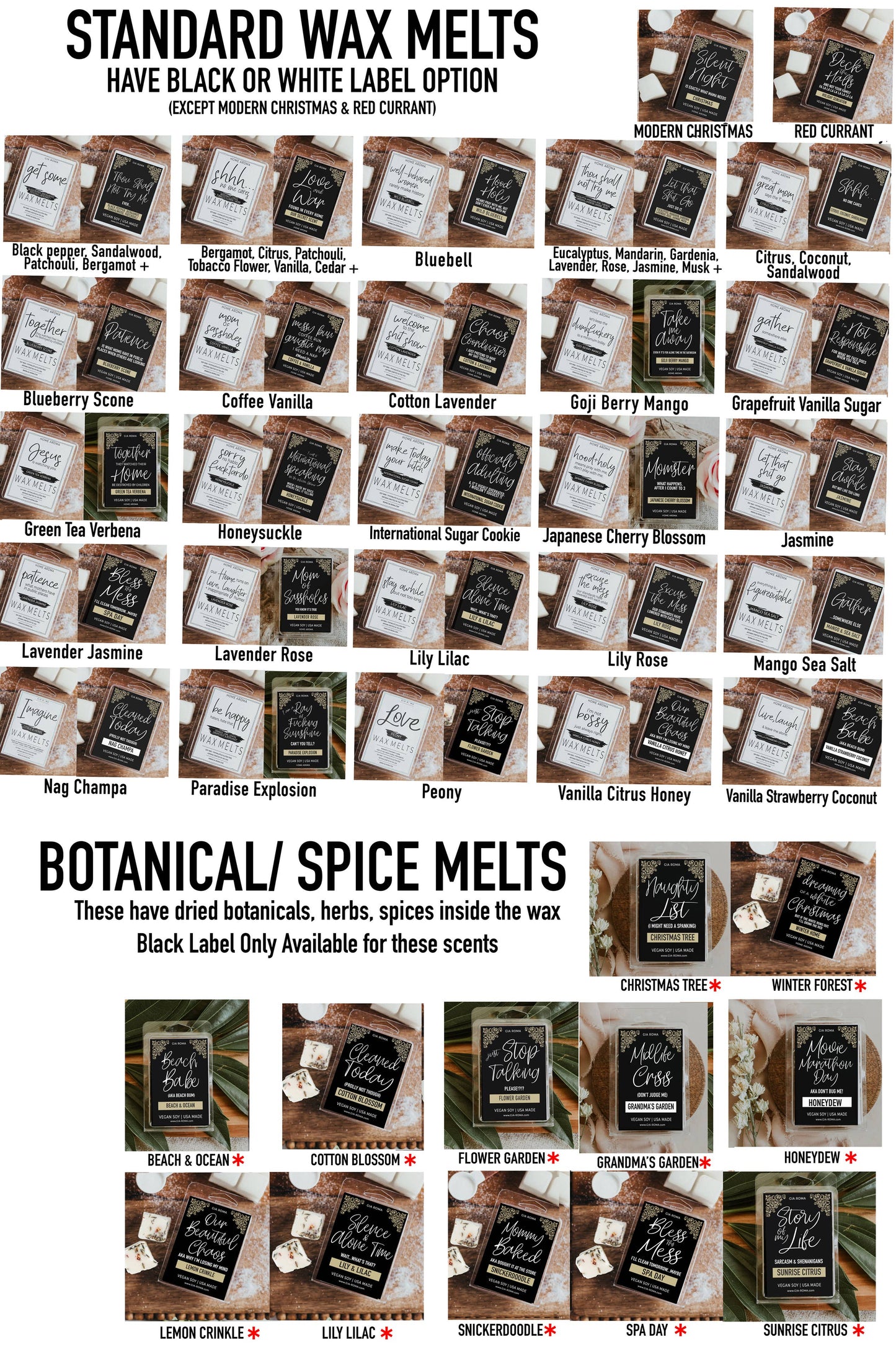 Christmas Home Fragrance, Soy Wax Melt Funny Cheap Gift Idea: Coffee Vanilla / White Label