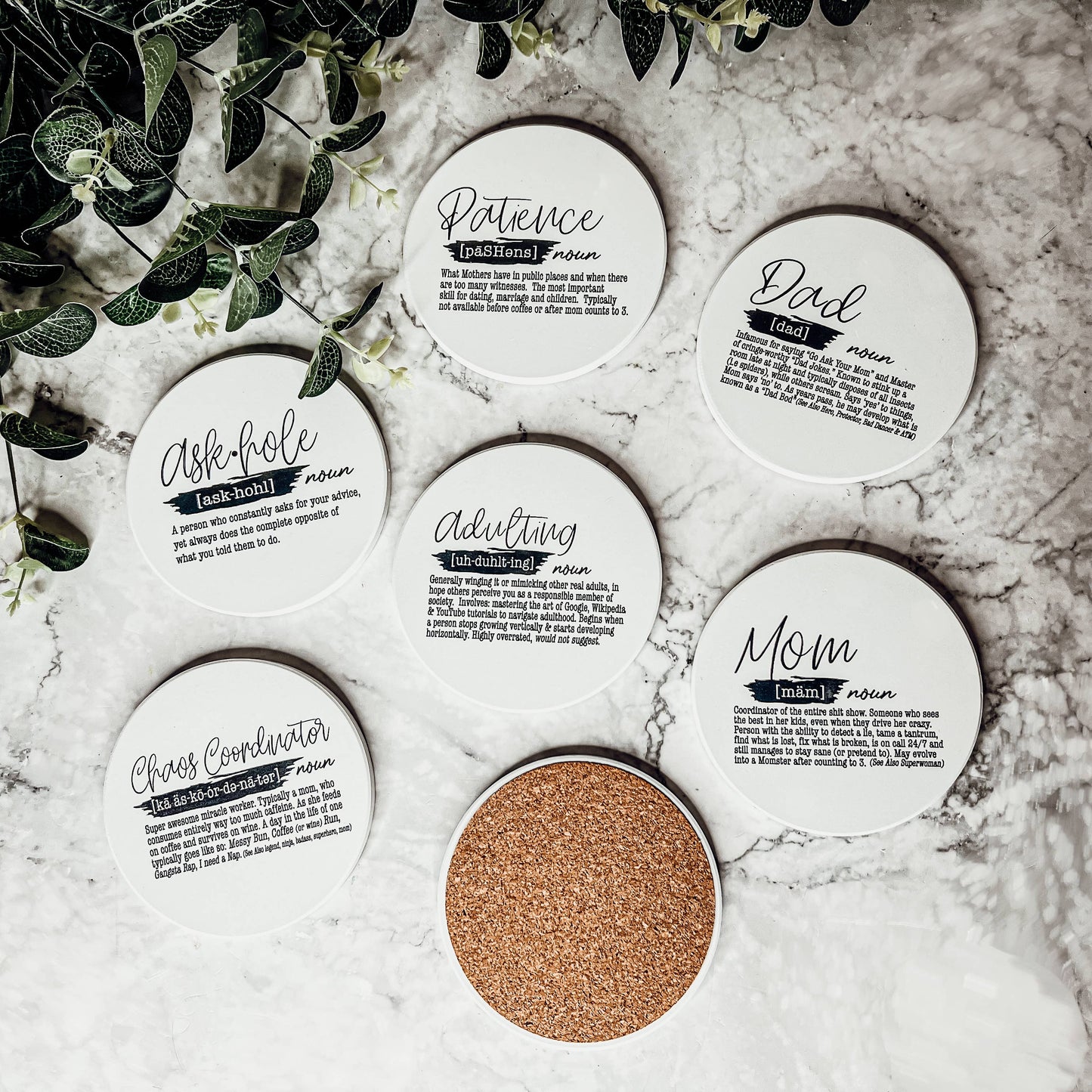 Hilarious Housewarming Gift Set, Funny Ceramic Coaster Humor: Coffee