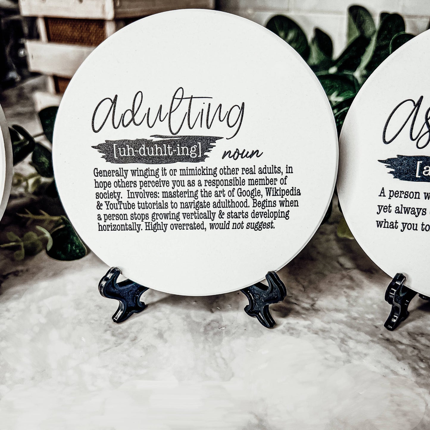 Hilarious Housewarming Gift Set, Funny Ceramic Coaster Humor: Coffee