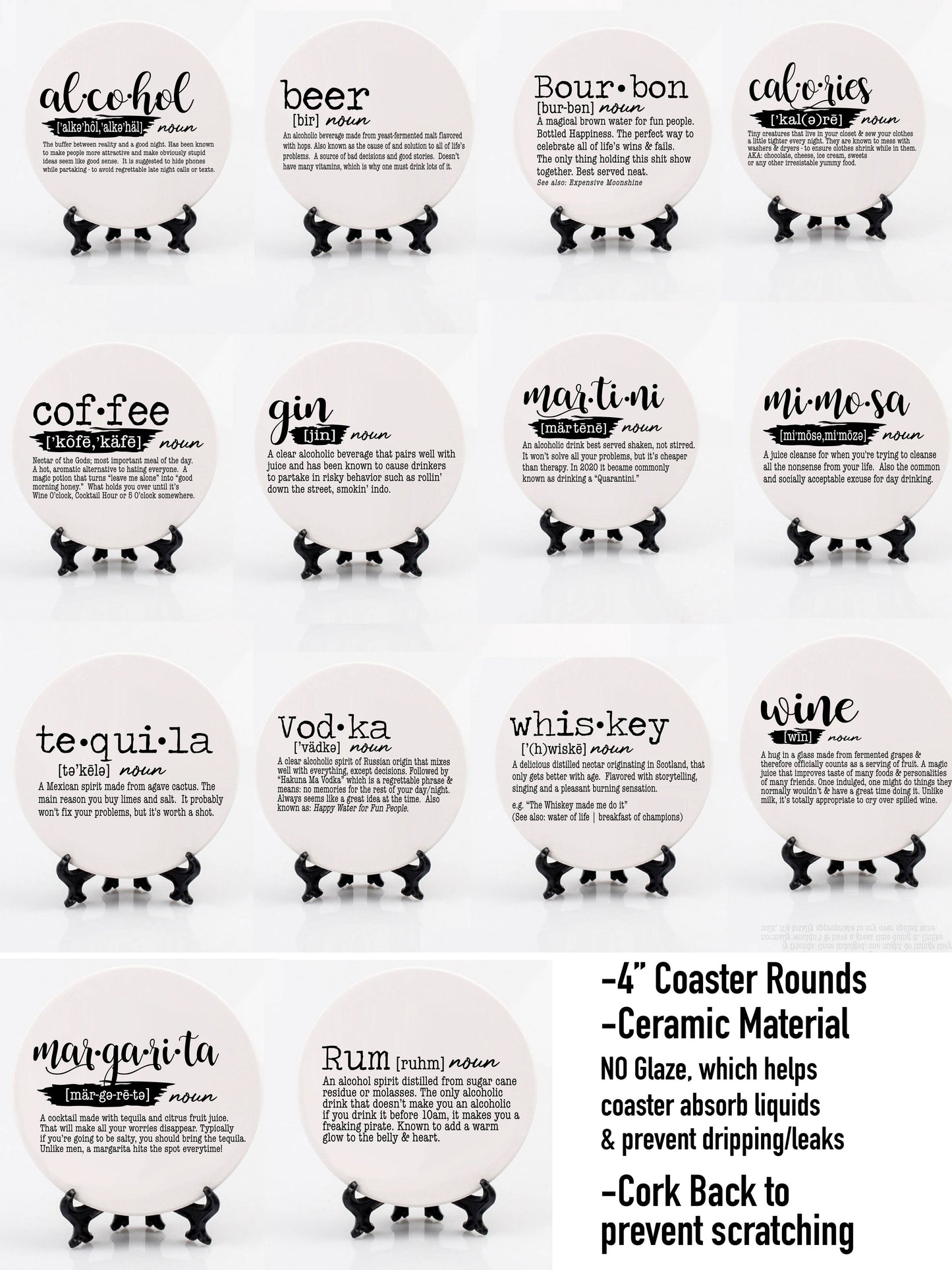 Hilarious Housewarming Gift Set, Funny Ceramic Coaster Humor: Coffee
