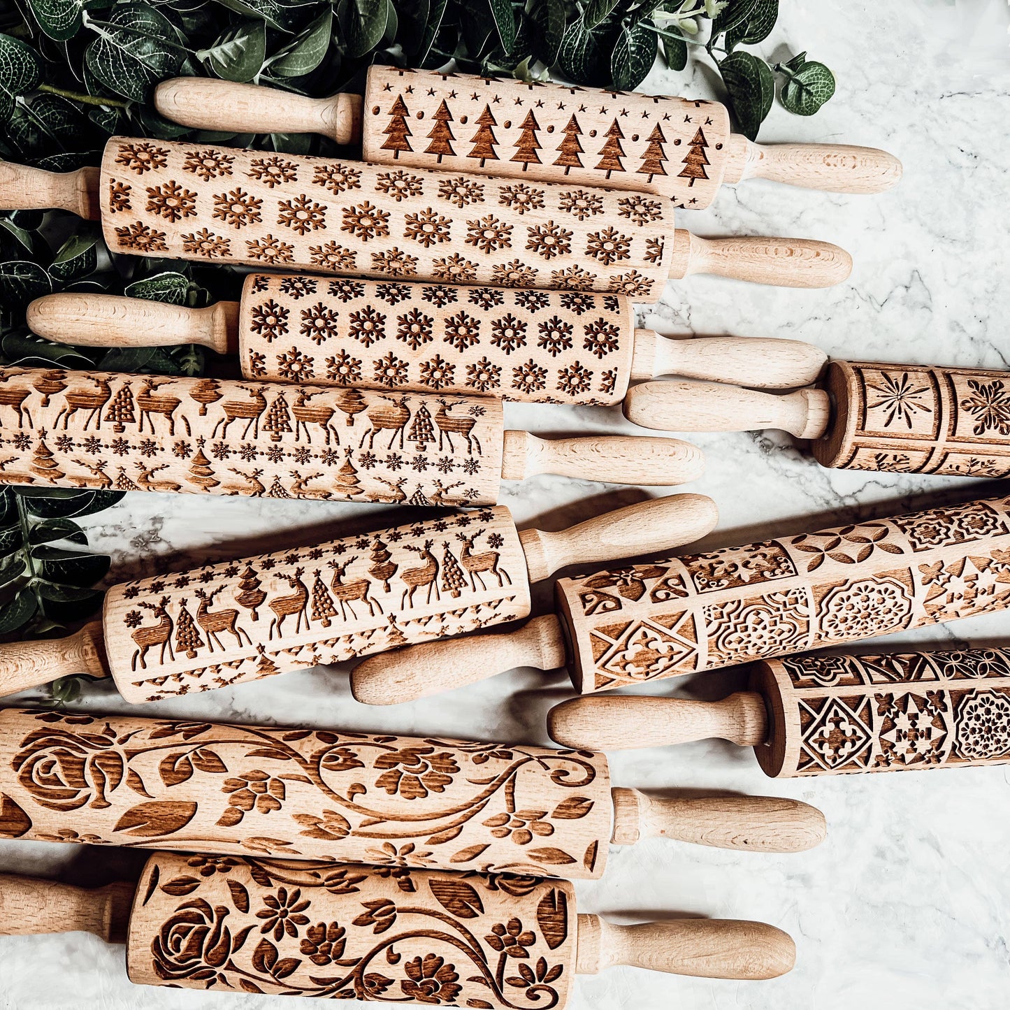 Christmas Baking Gift Set, Wooden Rolling Pins for Cookies: Yes Please / Standard 13.75" / Reindeer