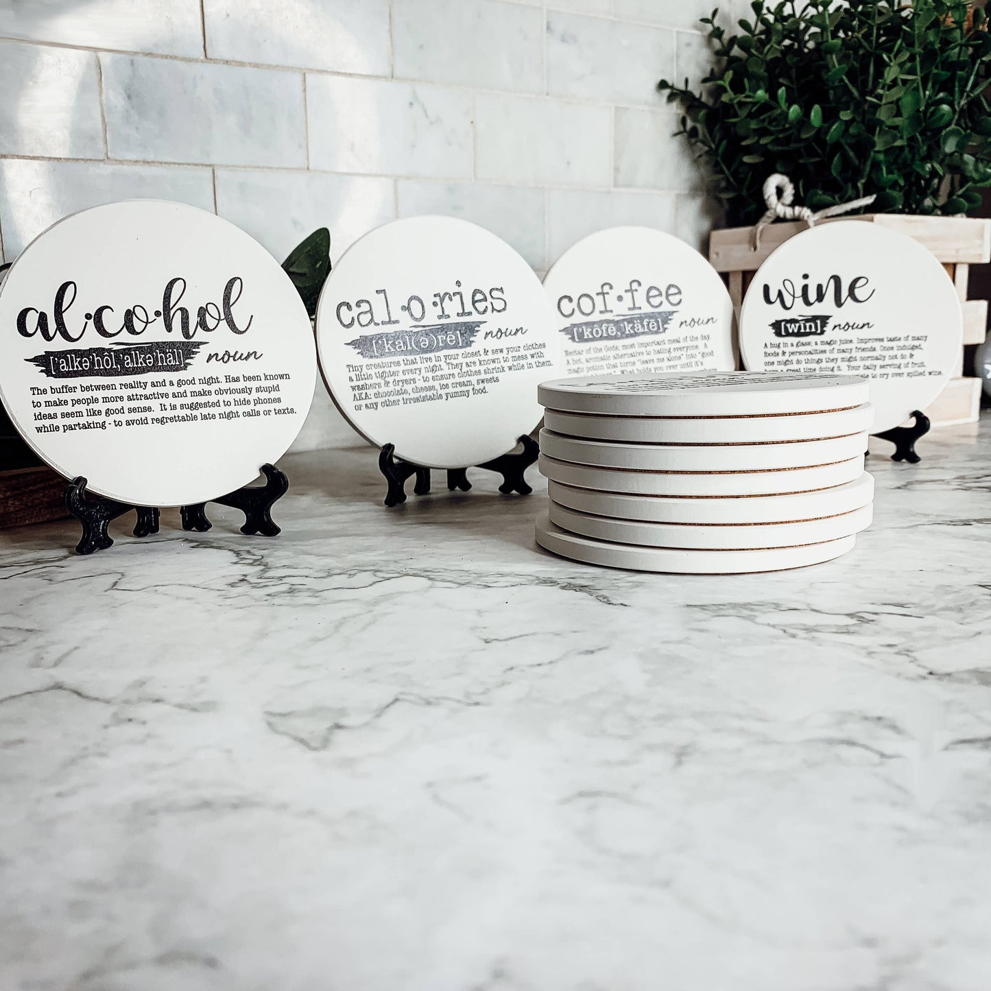 Hilarious Housewarming Gift Set, Funny Ceramic Coaster Humor: Coffee