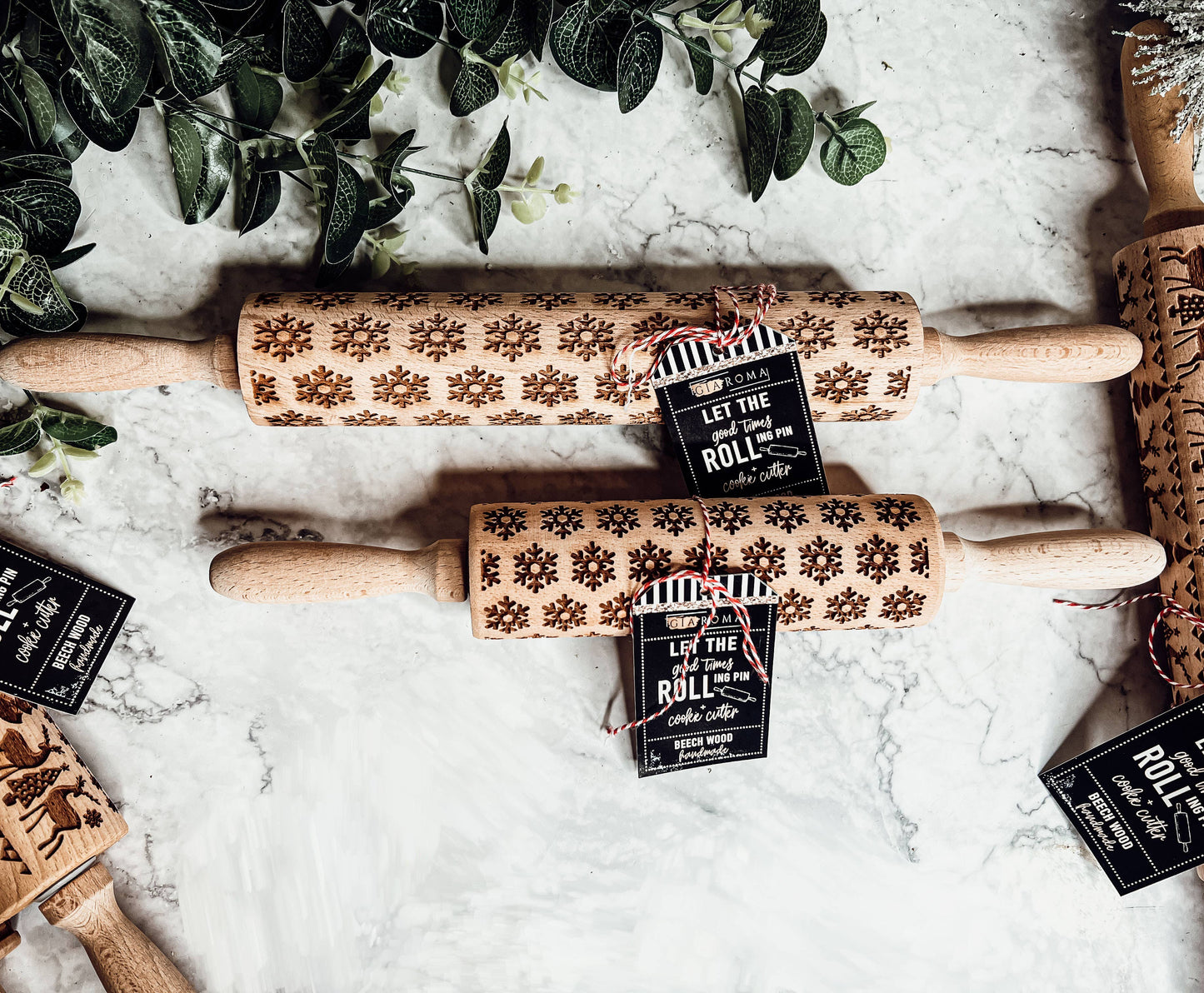 Christmas Baking Gift Set, Wooden Rolling Pins for Cookies: Yes Please / Standard 13.75" / Reindeer