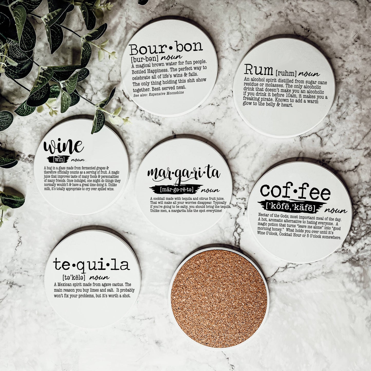 Hilarious Housewarming Gift Set, Funny Ceramic Coaster Humor: Coffee