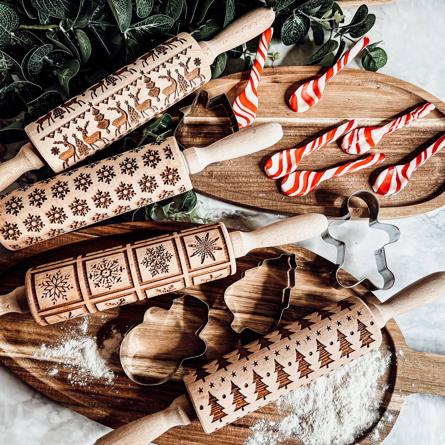 Christmas Baking Gift Set, Wooden Rolling Pins for Cookies: Yes Please / Standard 13.75" / Reindeer