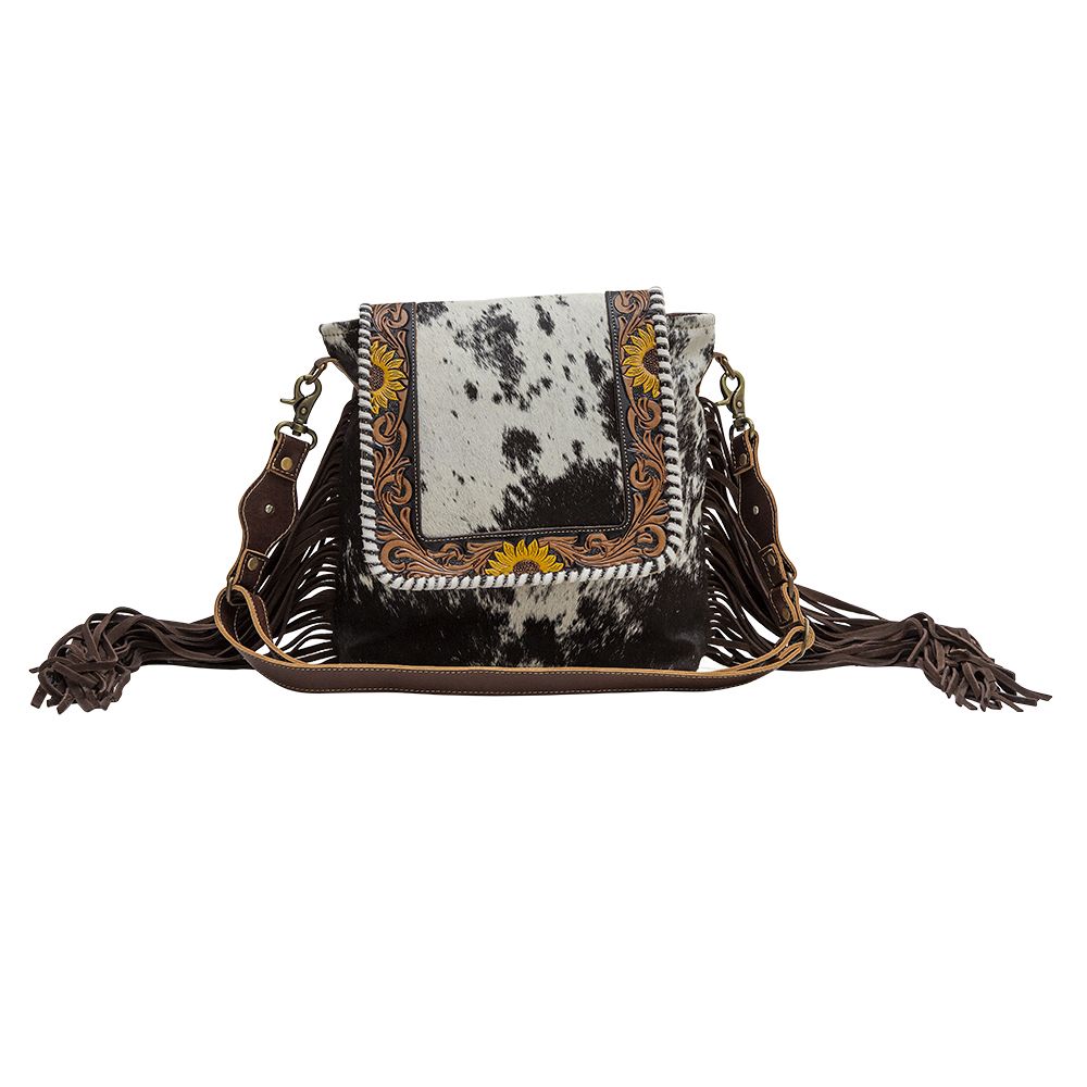 Sunflower Tooled Fringe Bag