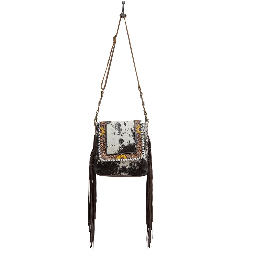 Sunflower Tooled Fringe Bag