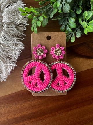 Beaded Peace Earrings