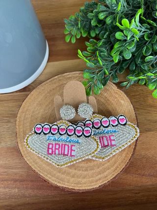 Beaded VEGAS Fabulous Bride Earrings