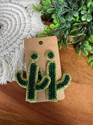 Beaded Cactus Earrings
