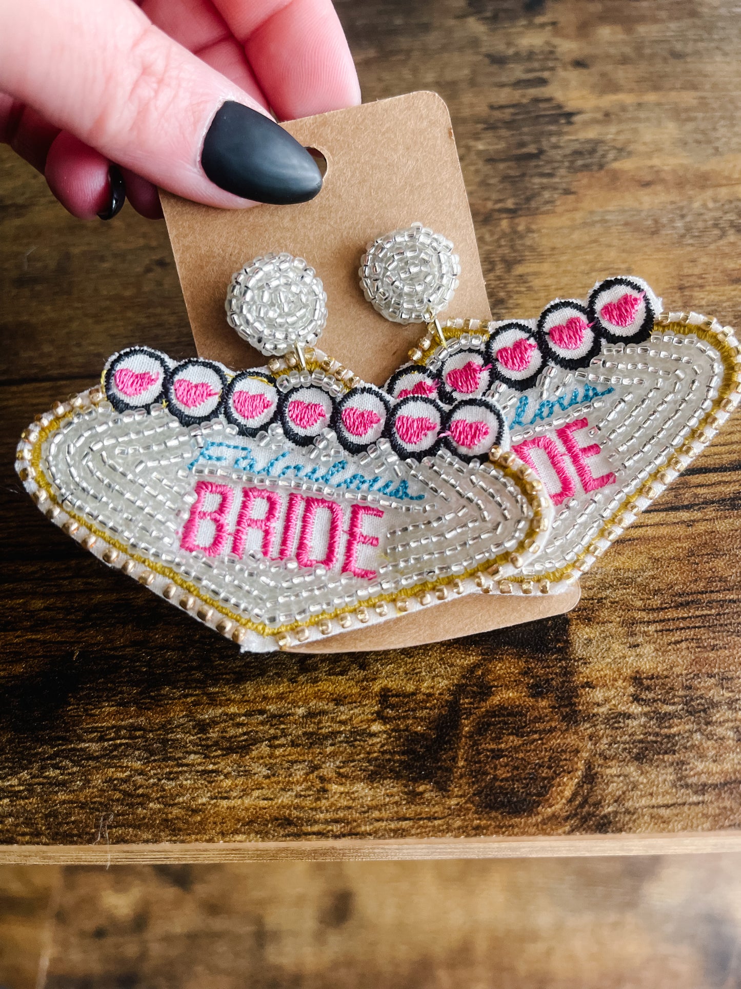 Beaded VEGAS Fabulous Bride Earrings