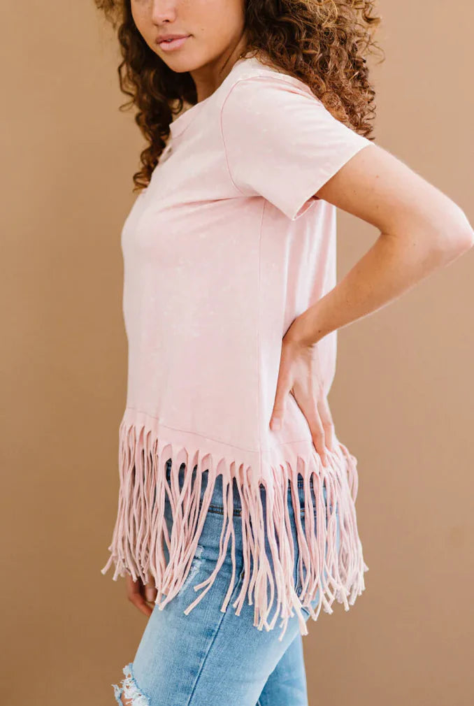 Ashtyn Acid Wash Fringe Top