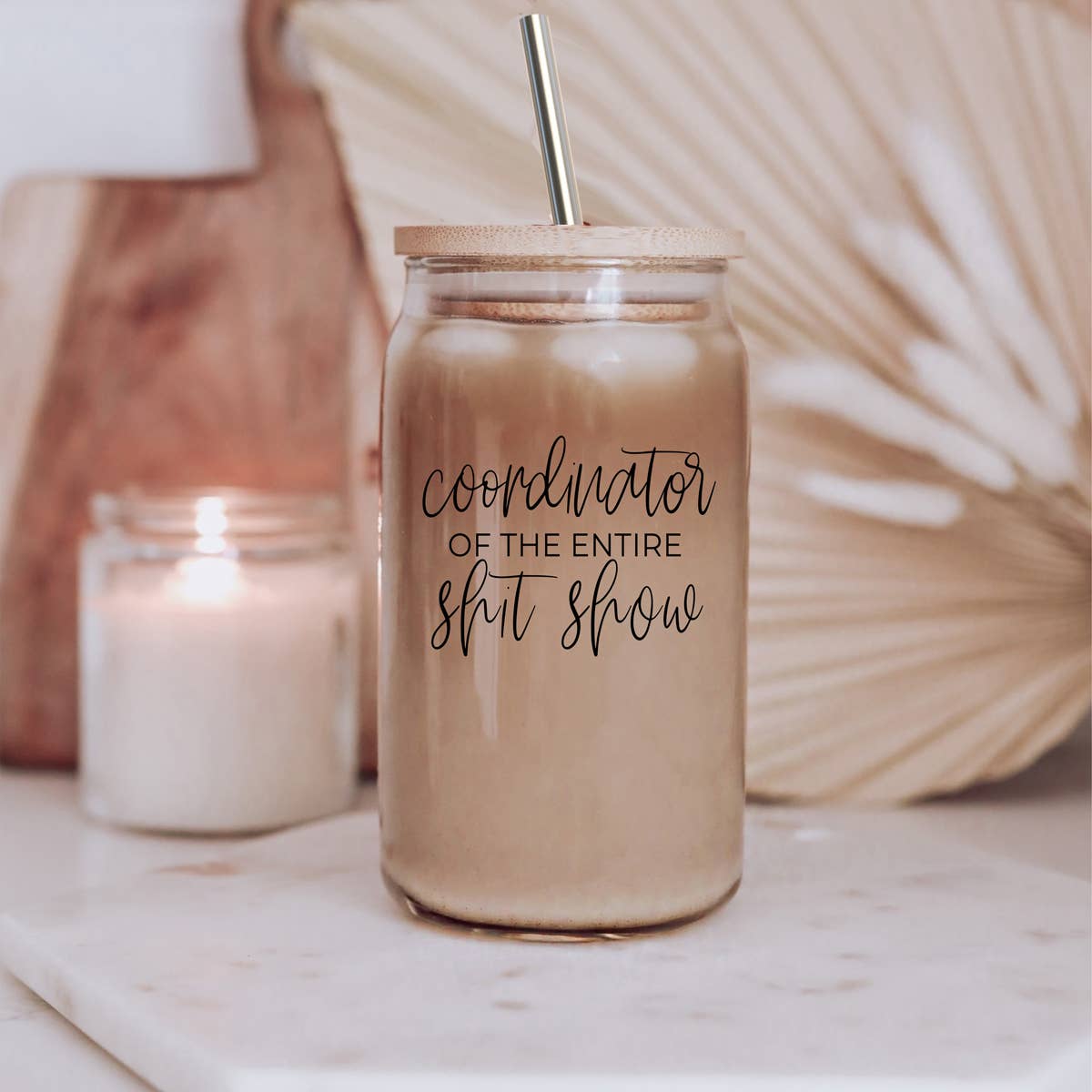 Funny Christmas Coffee Mugs, Glass Cups With Lid & Straw Set: Coordinator