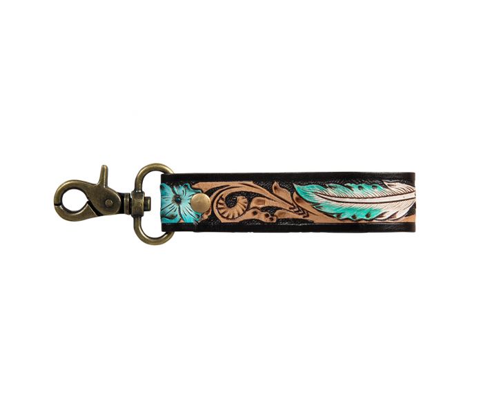 Canyon Feather Hand-Tooled Key Fob