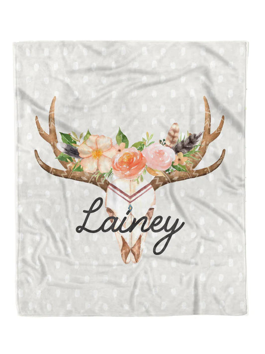 TRIBAL STEER HEAD CUSTOM MINKY BLANKET